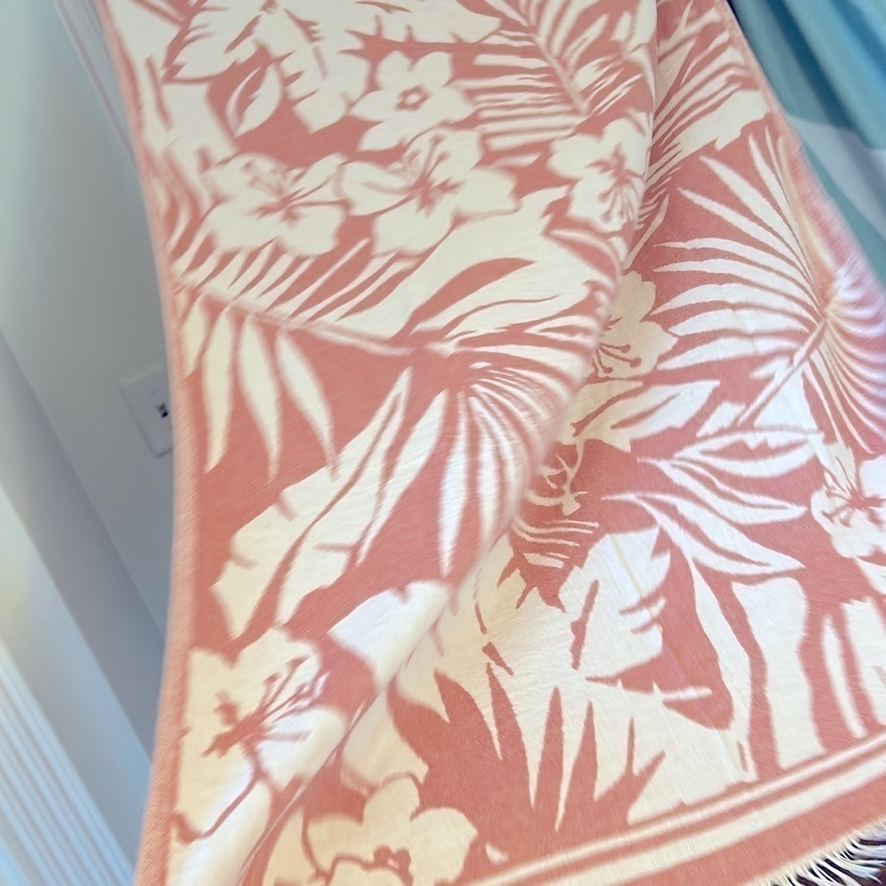 Red Clay & Cream Textile Reversible Versatile Blanket Wrap Scarf ALOHA FLiPSiDE